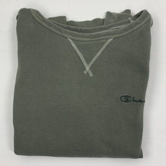 Champion Topstitch Crew Neck Sweatshirt - Olive Green, Size Small - Picture 5 of 9